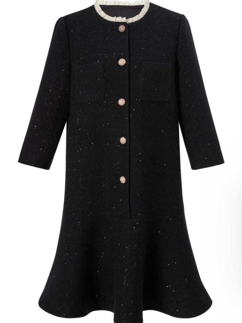 Goelia dress Wool Blend Sequins Ruffle Hem Women A-Line Mini Dress